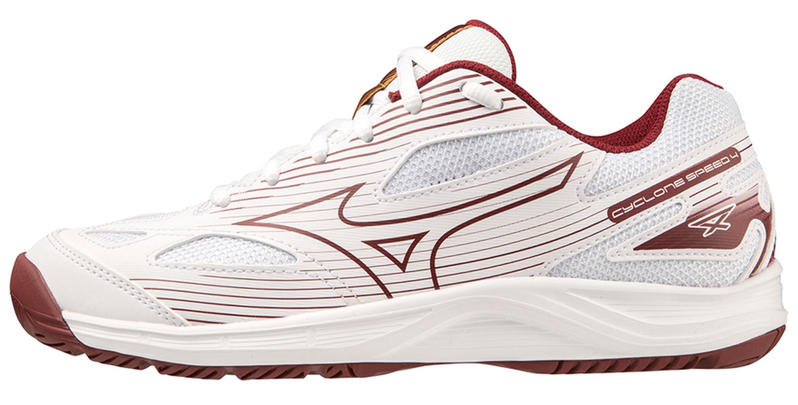 SH_V1GC238045_00 Mizuno Cyclone Speed 4 - white/cabermet/mp gold