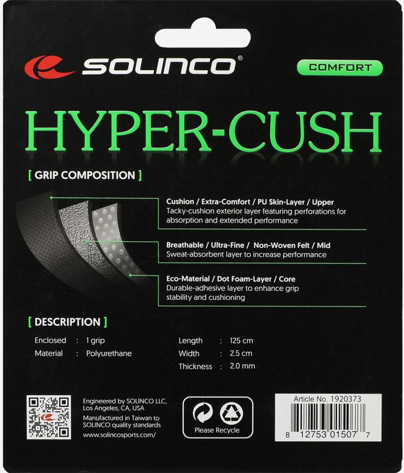 hypercrush-black Solinco Hyper-Cush Replacement Grip 1P - black