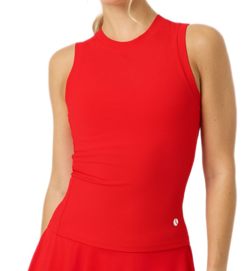 Damski top Björn Borg Ace Pocket Ribbed Tank - flame scarlet