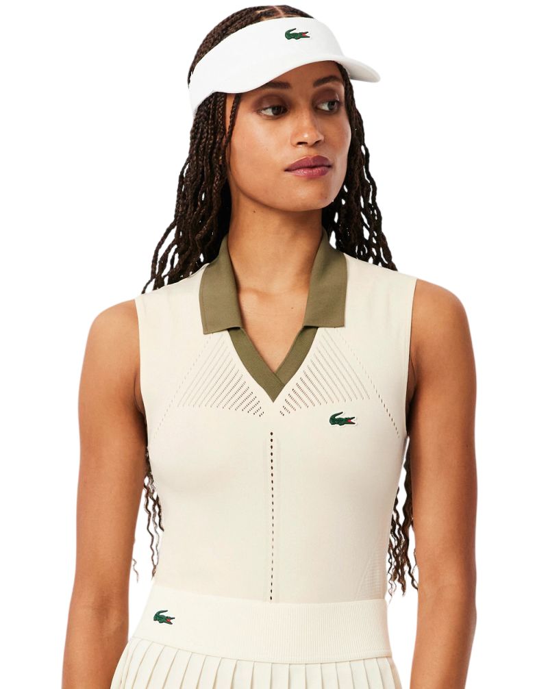 Lacoste Sleeveless Stretch Knit - white/khaki green Lacoste Sleeveless Stretch Knit - white/khaki green