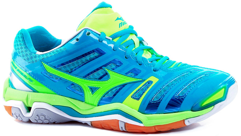 Mizuno Wave Stealth 4 - blue/lime/white