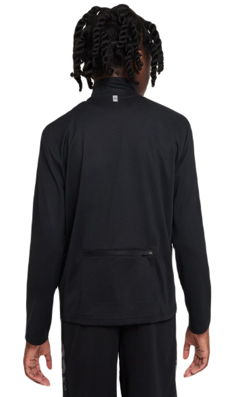 AURORA_DQ9024-010_PHSFM001-2000 Nike Boys Dri-Fit Poly+ 1/4 Zip - black/reflective silver