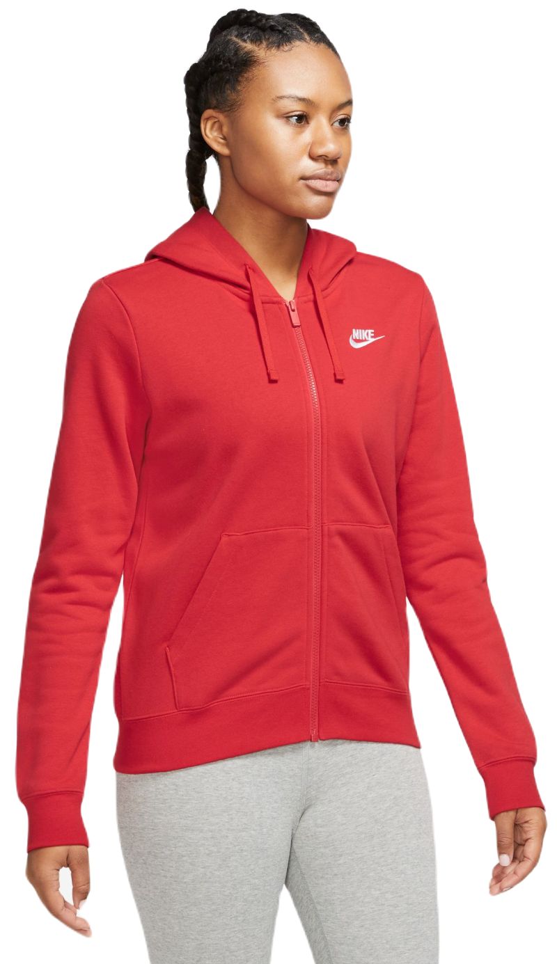 Nike Sportswear Club Fleece Full Zip Hoodie - university red/white Nike Sportswear Club Fleece Full Zip Hoodie - university red/white