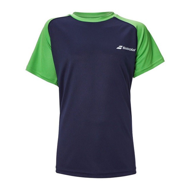 babolat-play-crew-neck-tee-boy-peacoat-poison-green-1 Babolat Play Crew Neck Tee Boy - peacoat/poison green