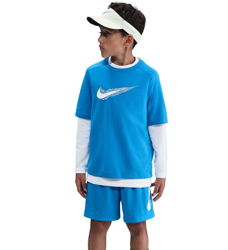 Nike Boys Multi Dri-FIT Short-Sleeve Top - lt photo blue/white