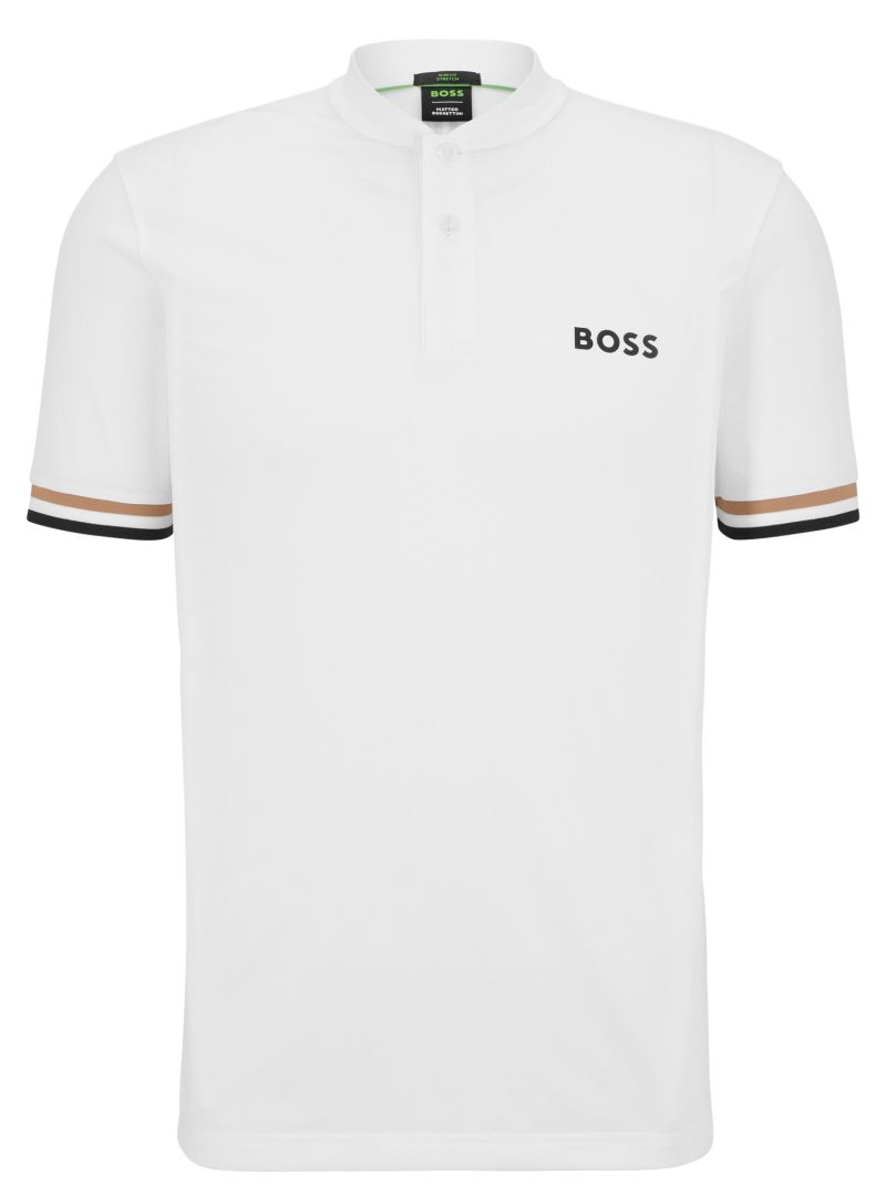 BOSS x Matteo Berrettini Slim-fit Polo Shirt With Stripes - white BOSS x Matteo Berrettini Slim-fit Polo Shirt With Stripes - white