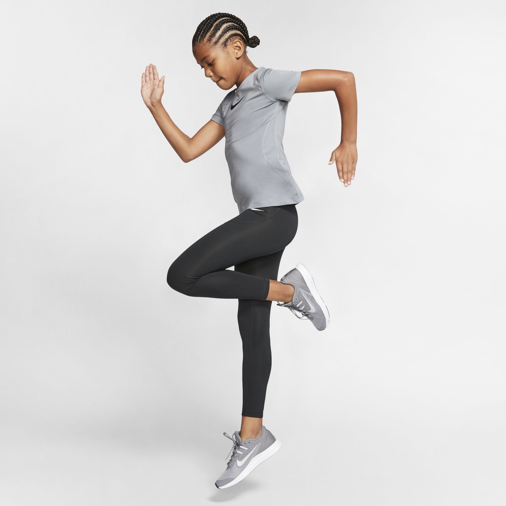 Nike Pro Top SS - cool grey/black