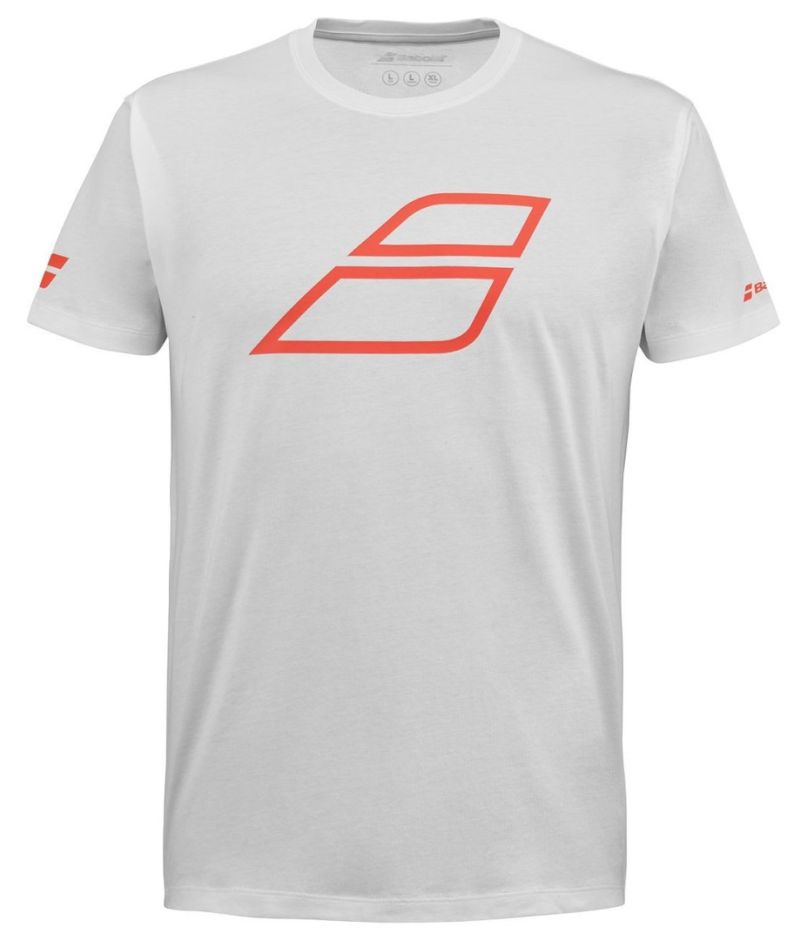 Babolat Strike Cotton T-Shirt Jr - white/strike red