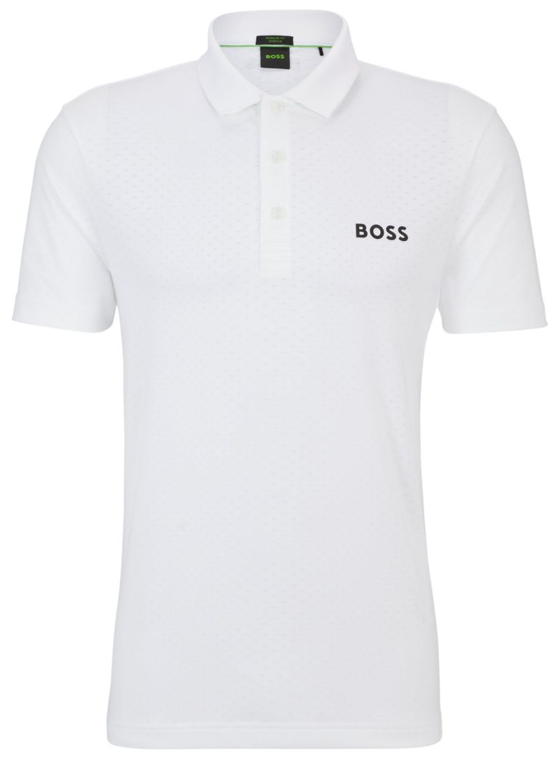 BOSS Paddytech Degradé-Jacquard Polo Shirt - white
