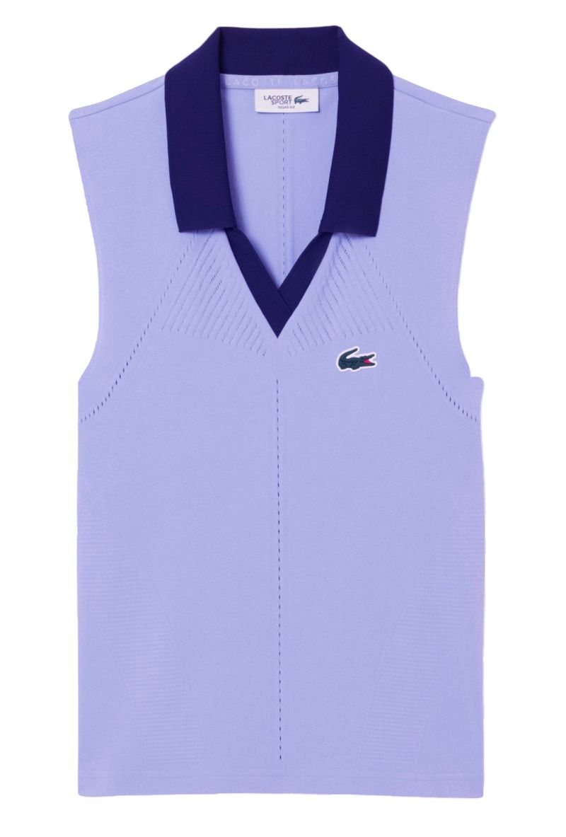 Lacoste Sleeveless Stretch Knit Tennis - purple/navy blue