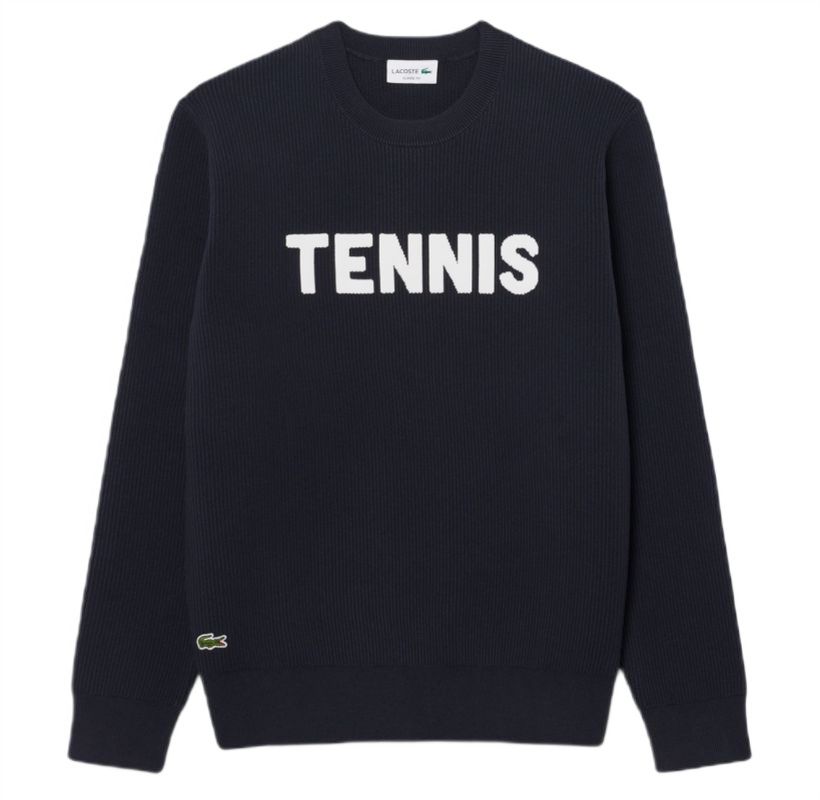 Lacoste Jacquard Tennis Crew Neck - black/white