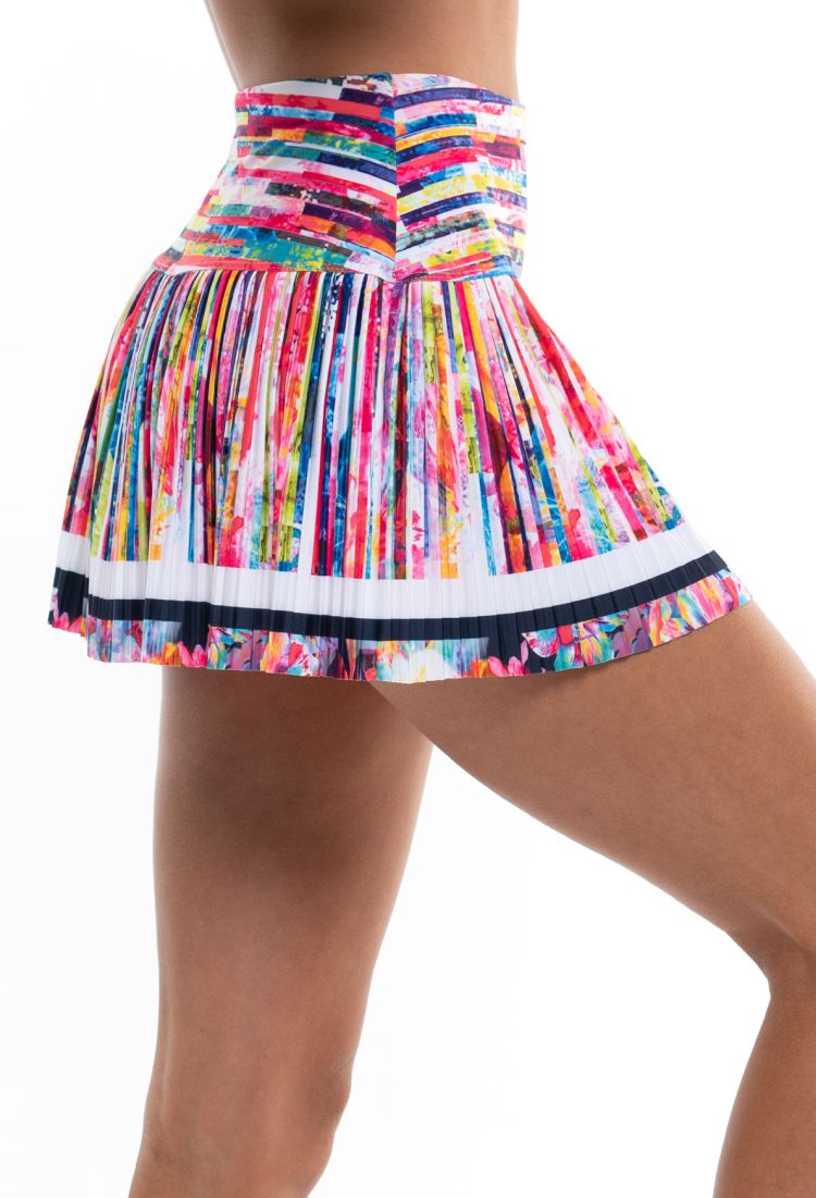 lucky-in-love-techno-tropic-long-techno-stripe-pleated-skirt-women-punch-2 Lucky in Love Techno Tropic Long Techno Stripe Pleated Skirt Women - punch