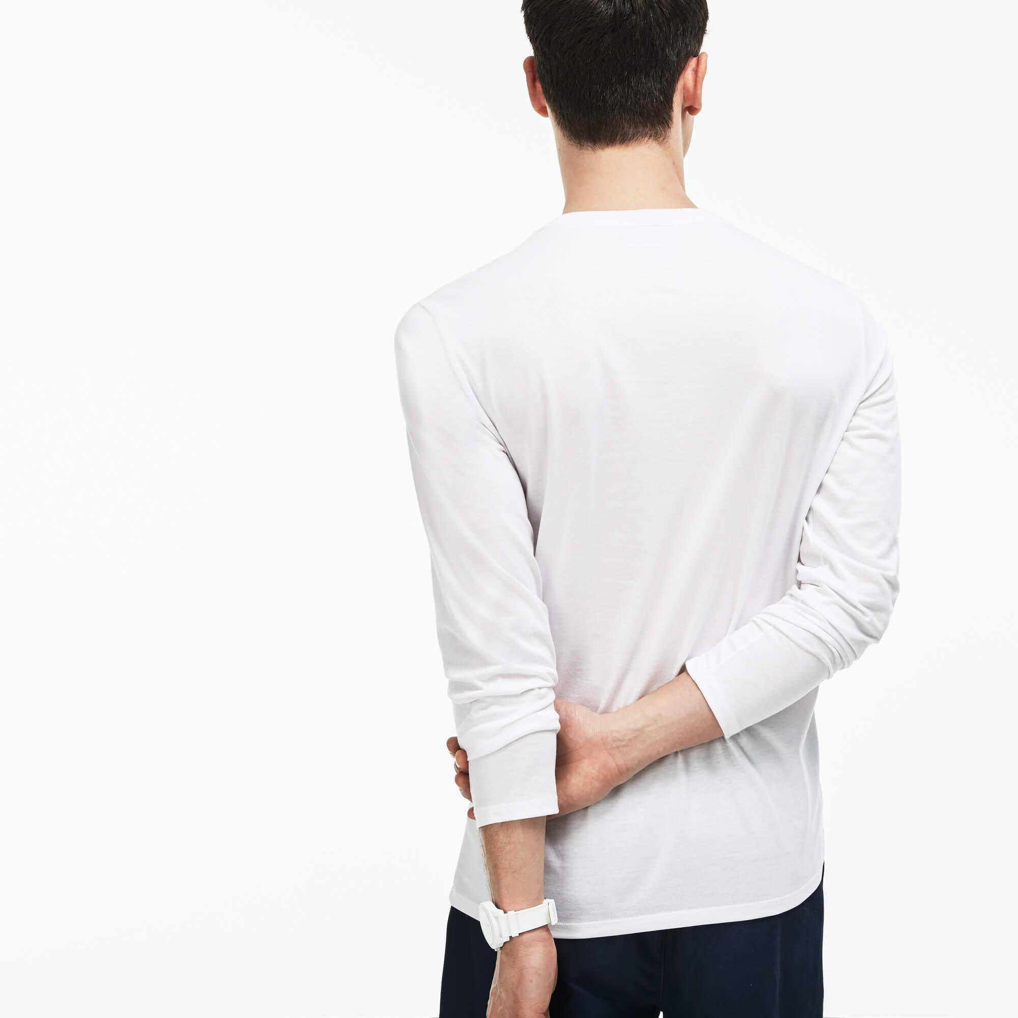 lacoste-men-s-crew-neck-pima-cotton-jersey-t-shirt-long-sleeve-white-3 Lacoste Men's Crew Neck Pima Cotton Jersey T-shirt Long Sleeve - white
