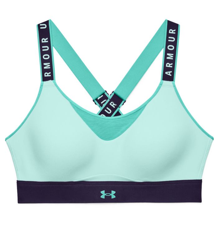 Under Armour Women's Infinity High Blocked Sports Bra - sea mist/purple switch Under Armour Women's Infinity High Blocked Sports Bra - sea mist/purple switch