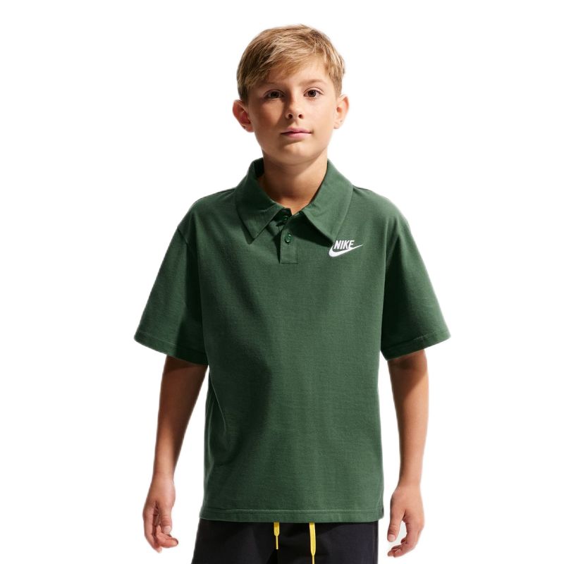 Koszulka chłopięca Nike Kids Sportswear Club Knit Short Sleeve - fir/white