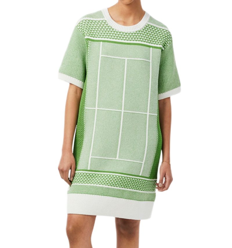 Lacoste Tennis Court Jacquard Sweater - flour/billiard green Lacoste Tennis Court Jacquard Sweater - flour/billiard green