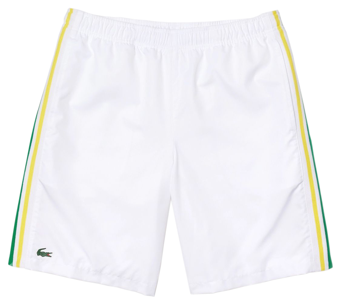 Lacoste Men's Sport Contrast Bands Lightweight Shorts - white/green/yellow/white Lacoste Men's Sport Contrast Bands Lightweight Shorts - white/green/yellow/white