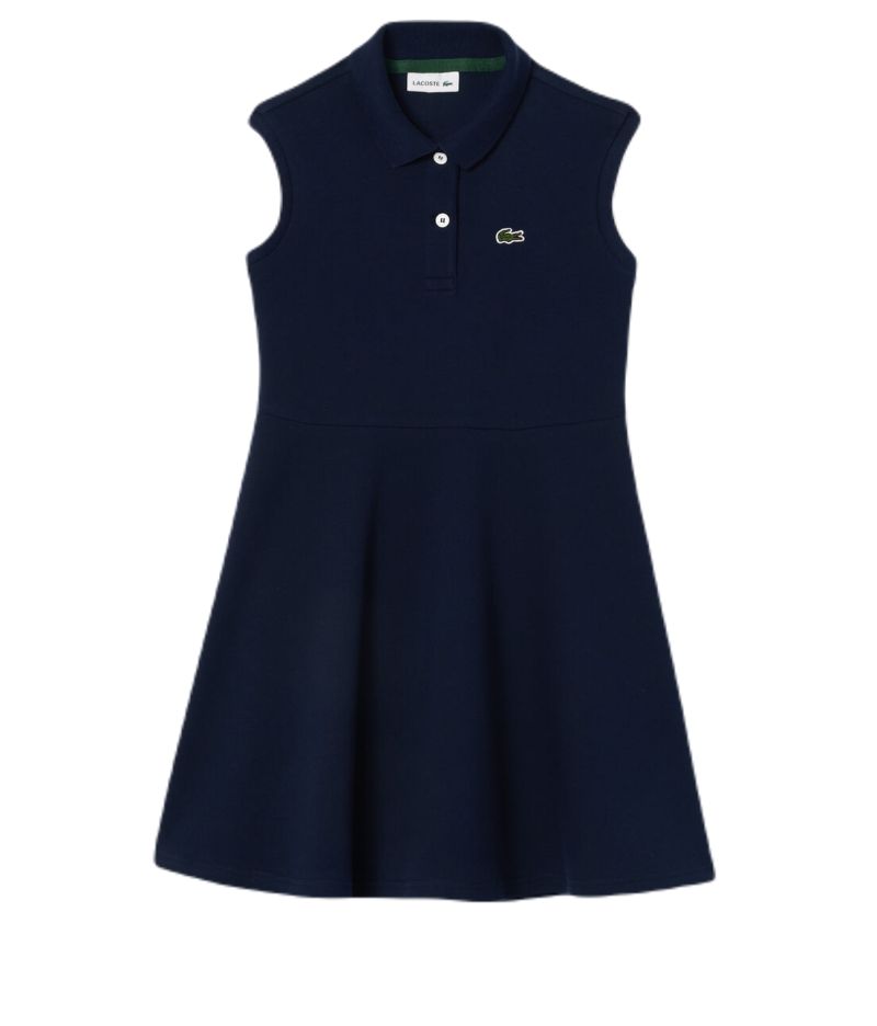 EJ5297_166_24 Lacoste Girls’ Fit and Flare Stretch Piqué Polo