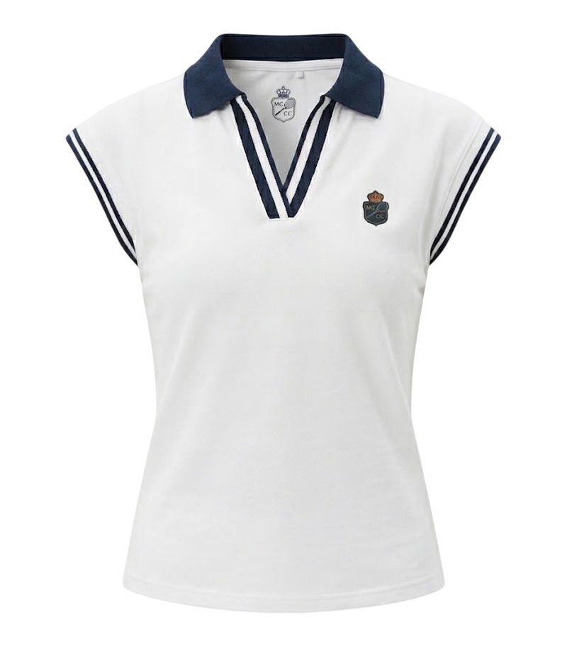 Damskie polo Monte-Carlo Country Club MCCC V-Neck - white