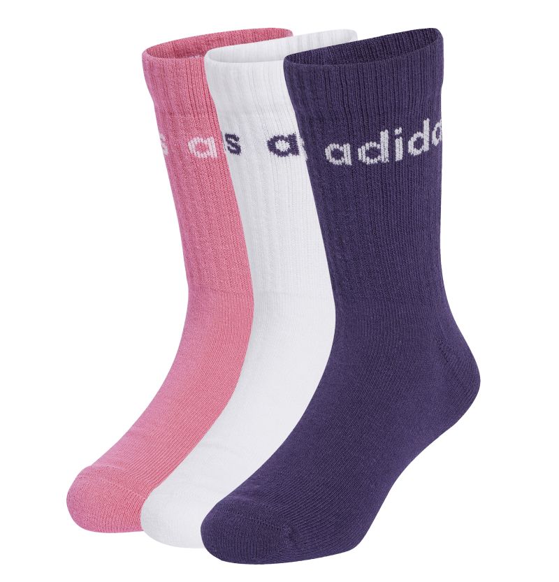 Adidas Linear Kids Crew 3P - white/pink fusion/aurora plum