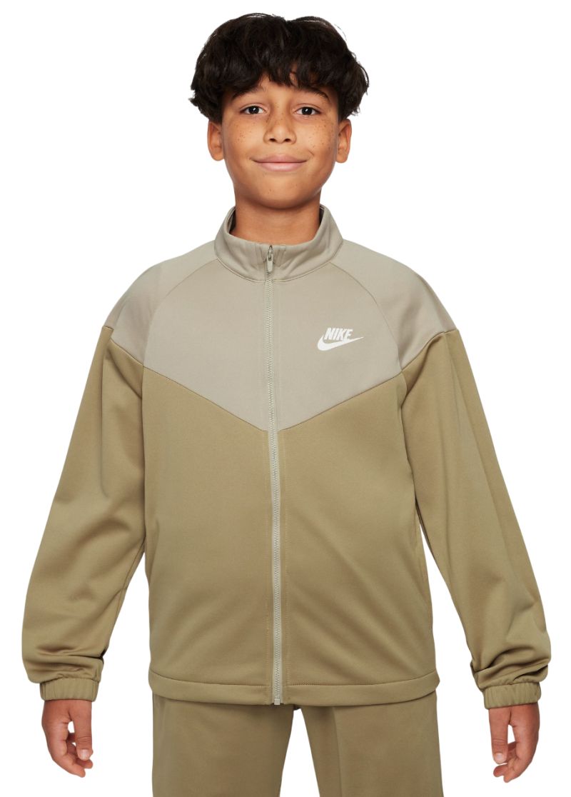 Nike Kids Dri-Fit Poly Knit Full Zip - parachute beige/desert khaki/white 