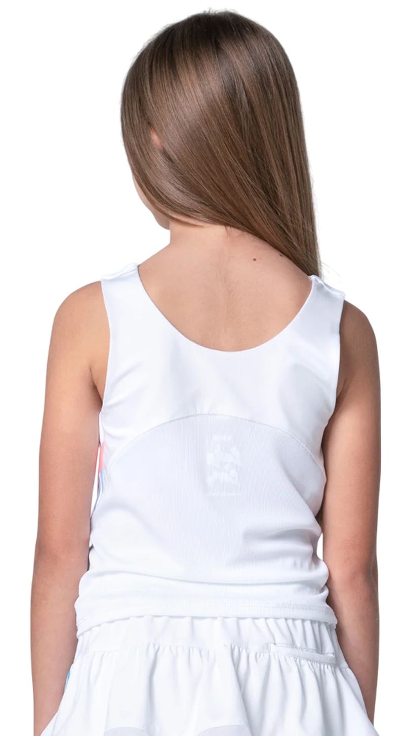 Lucky in Love Girls Linen Nouveau Tank - white