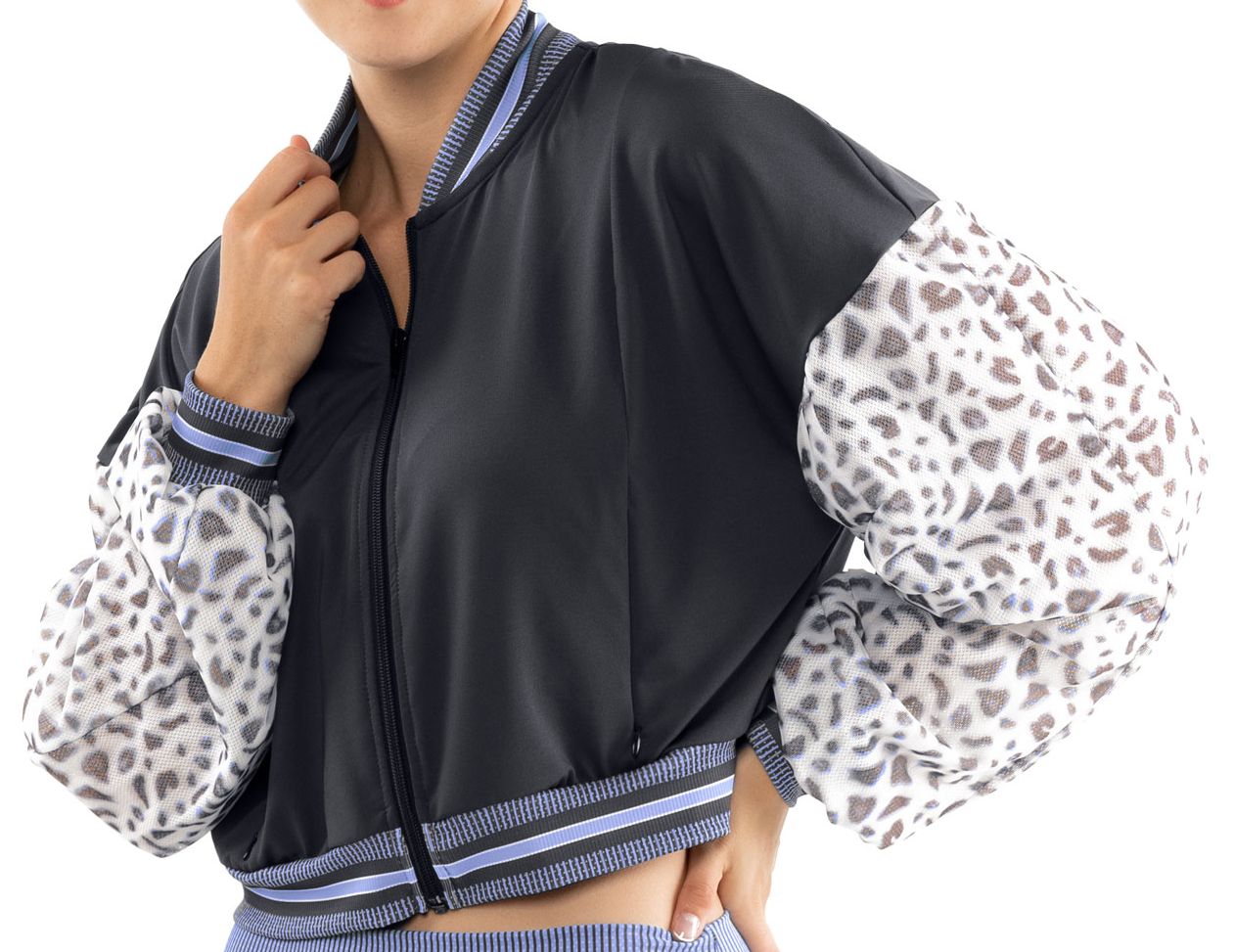 Lucky in Love On The Prowl Prowl Cropped Bomber Jacket Women - charcoal