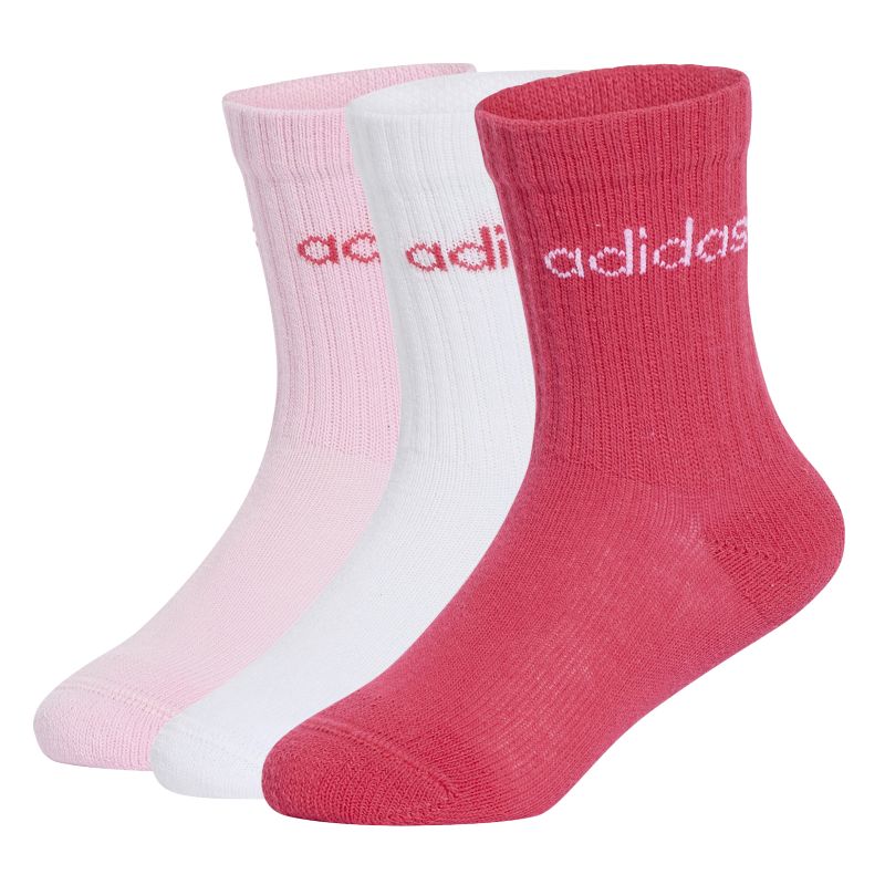 Adidas Kids Linear Crew 3P - white/clear pink/power pink