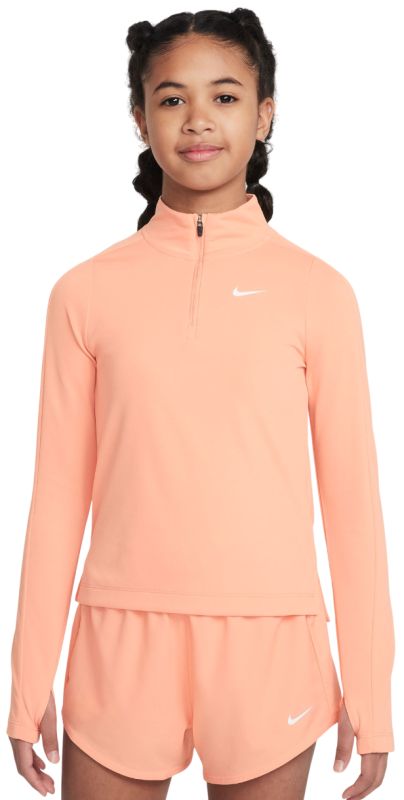 Nike Girls Dri-FIT Long-Sleeve 1/4-Zip Top - apricot agate/white