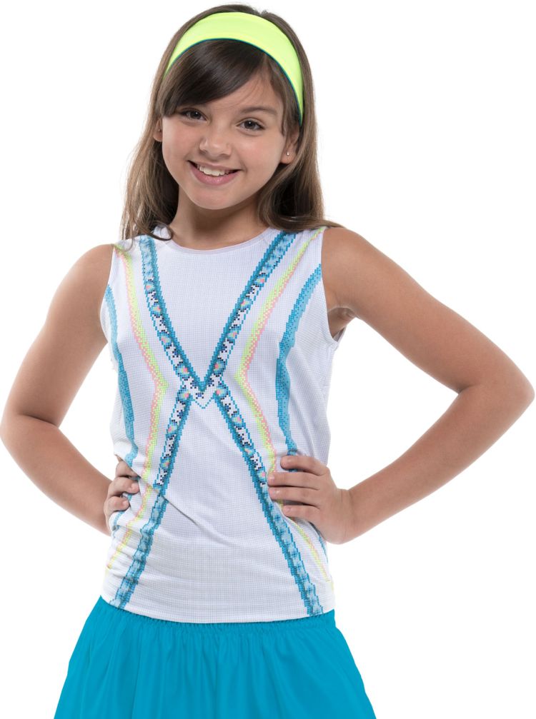 lucky-in-love-square-are-you-tie-back-tank-girls-turquoise-1 Lucky in Love Square Are You? Tie Back Tank Girls - turquoise