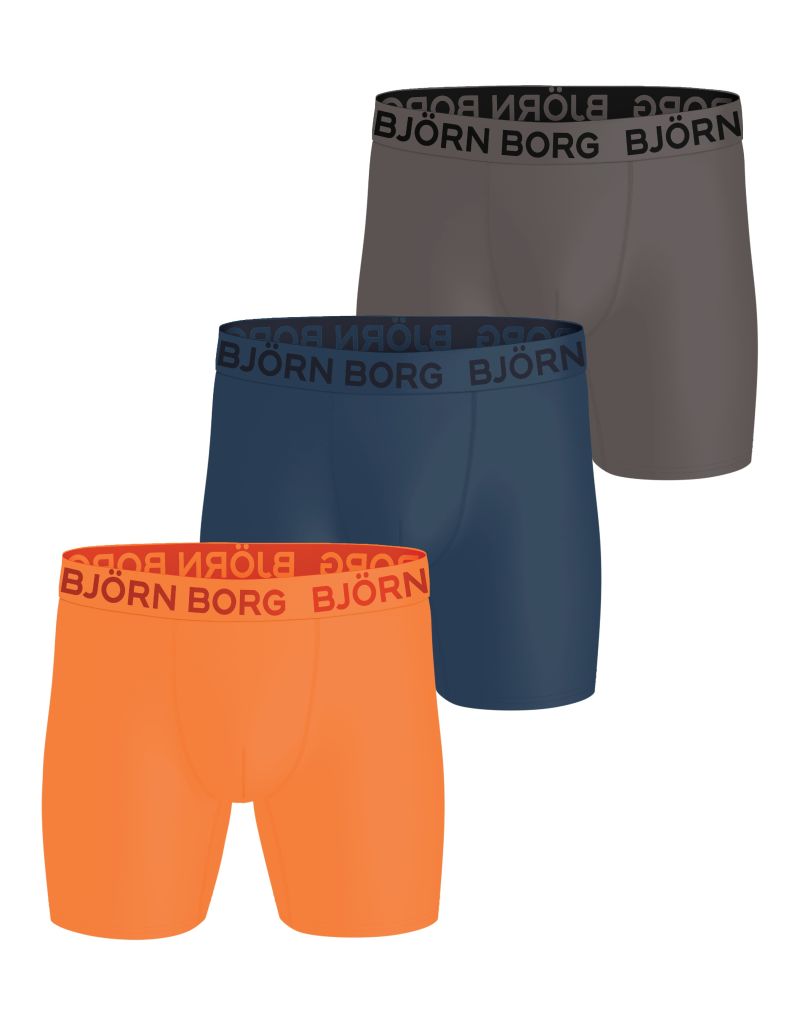 Björn Borg Sports Microfiber 3P - blue/orange/grey