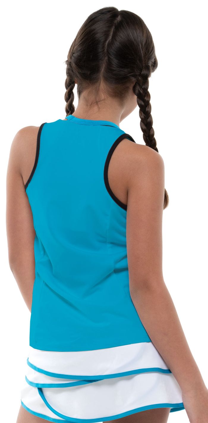 Lucky in Love Square Are You? V-Neck Cutout Tank Girls - turquoise