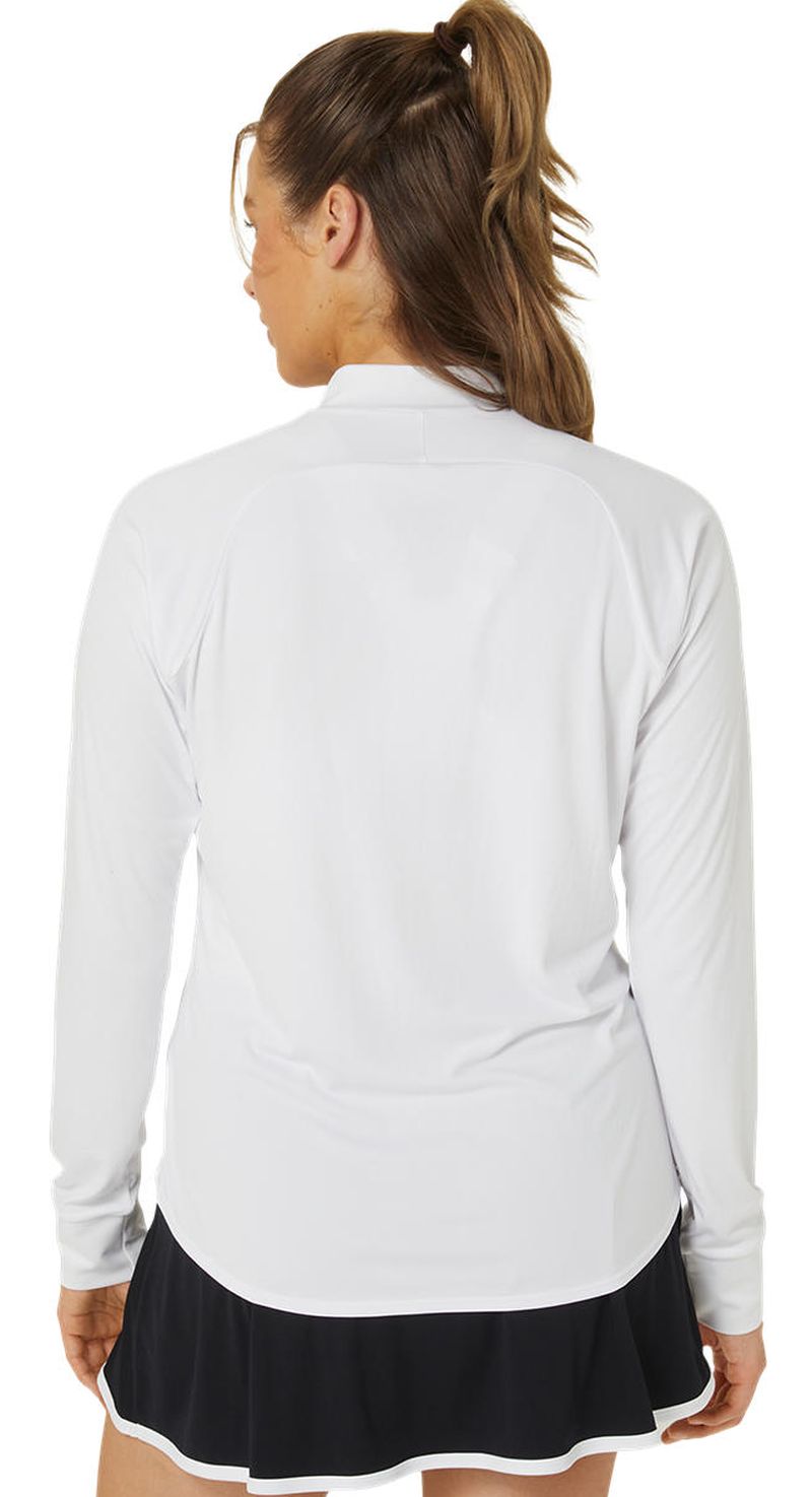 2042A279_101_GF_FT_GLB Asics Court Long Sleeve 1/2 Zip Top - brilliant white/brilliant white