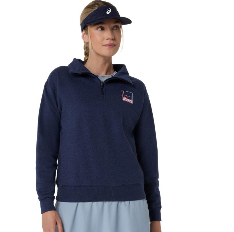 Asics Court Core Graphic Half Zip - midnight Asics Court Core Graphic Half Zip - midnight