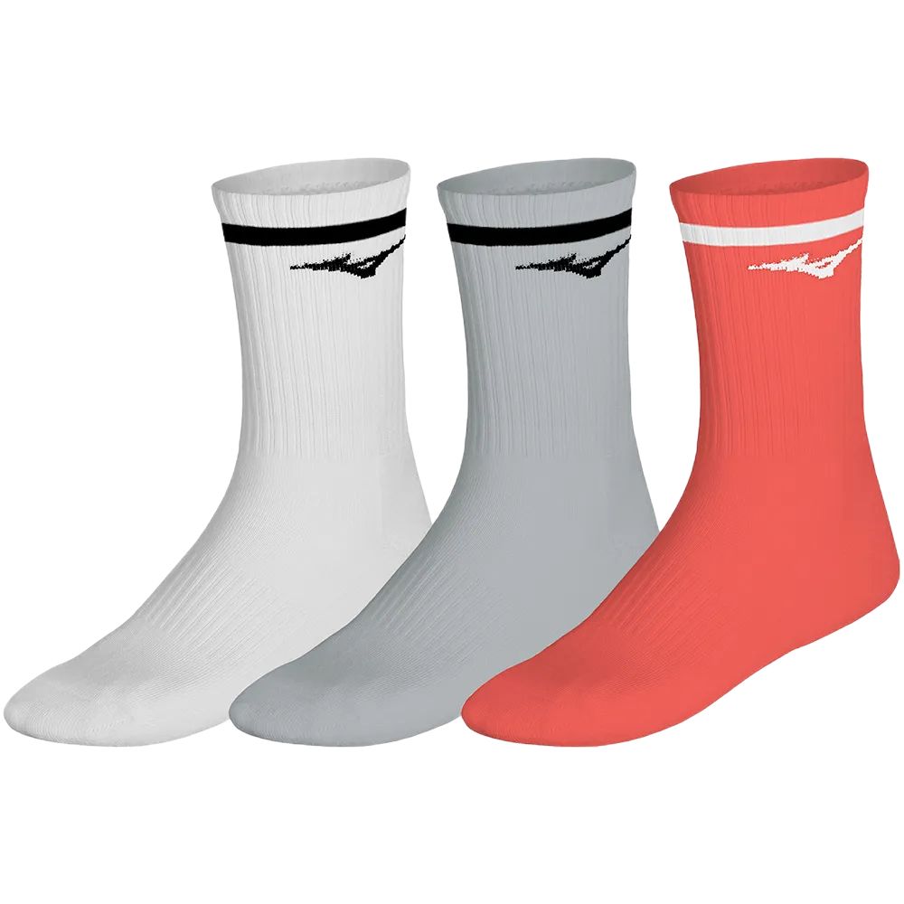 Skarpety Mizuno Training Socks With Line 3P - white/cloudscape/lava orange