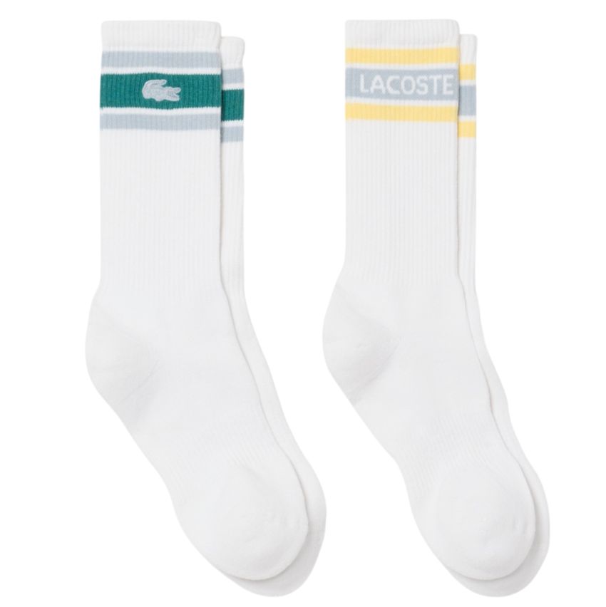 Skarpety Lacoste Ribbed 2P - white/green/grey/yellow