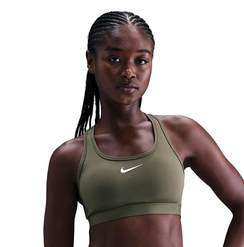 Nike Swoosh Medium Support Non-Padded Sports - medium olive/white Nike Swoosh Medium Support Non-Padded Sports - medium olive/white