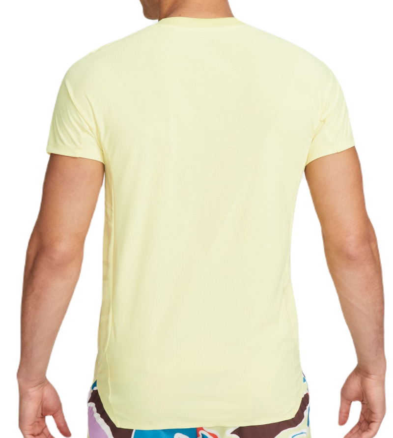 DR6591-706-PHSFM001-2000 Nike Court Dri-Fit Adventage Slam Tennis Polo - lemon chiffon/black