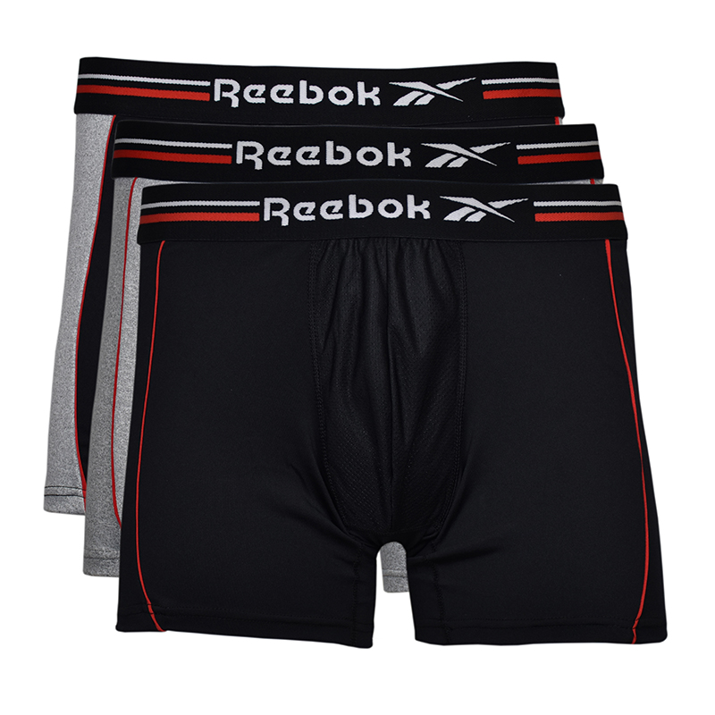 ST76296 Reebok Mens Sports Trunk JARVIS 3P - black/grey marl/vector red