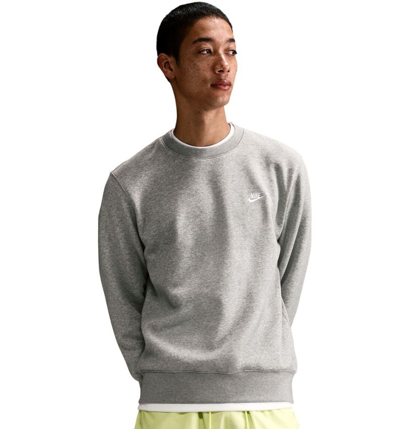 Nike Club Fleece Crew - dark grey heather/white