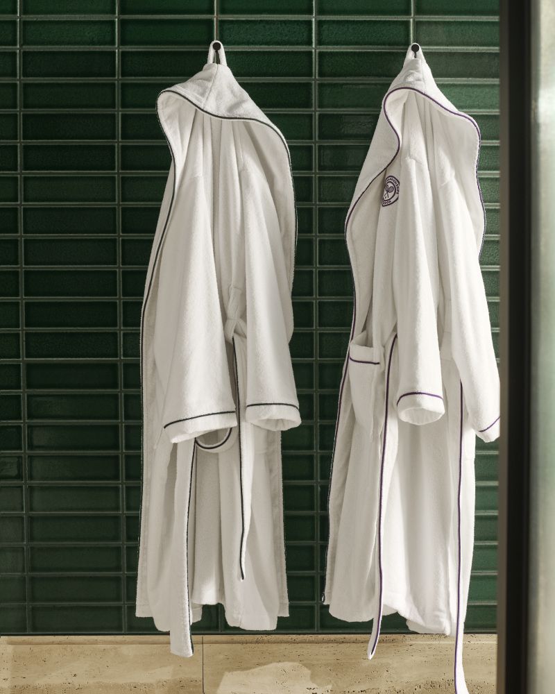 Wimbledon Cotton Terry Baseline Robe - white/green