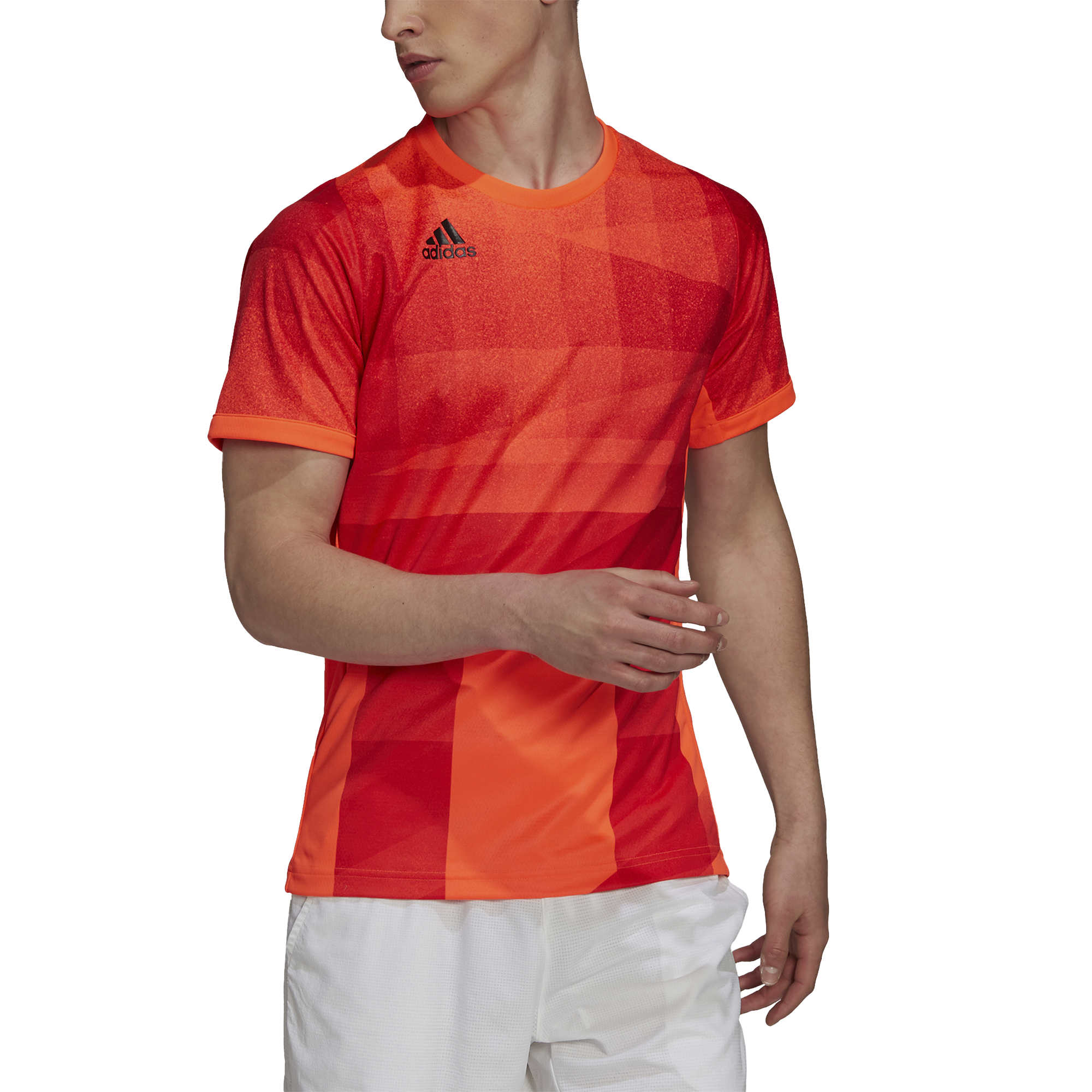 H18184_APP_photo_front_white Adidas Freelift Tokyo T-Shirt Primeblue HEAT.RDY M - app solar red/black