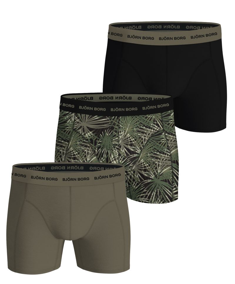 Björn Borg Cotton Stretch 3P - green/print/black 