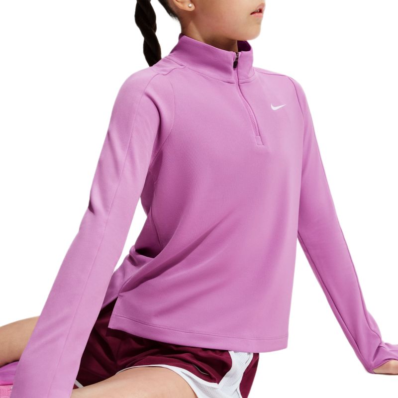 Nike Girls Dri-FIT Long-Sleeve 1/4-Zip - light magenta/white Nike Girls Dri-FIT Long-Sleeve 1/4-Zip - light magenta/white