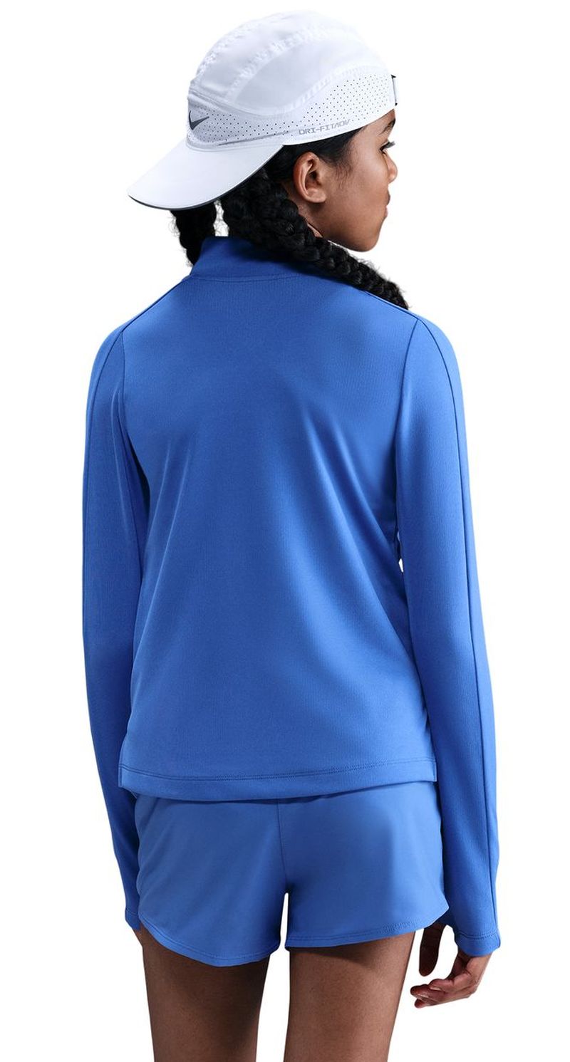 Nike Girls Dri-FIT Long-Sleeve 1/4-Zip Top - comet blue/white