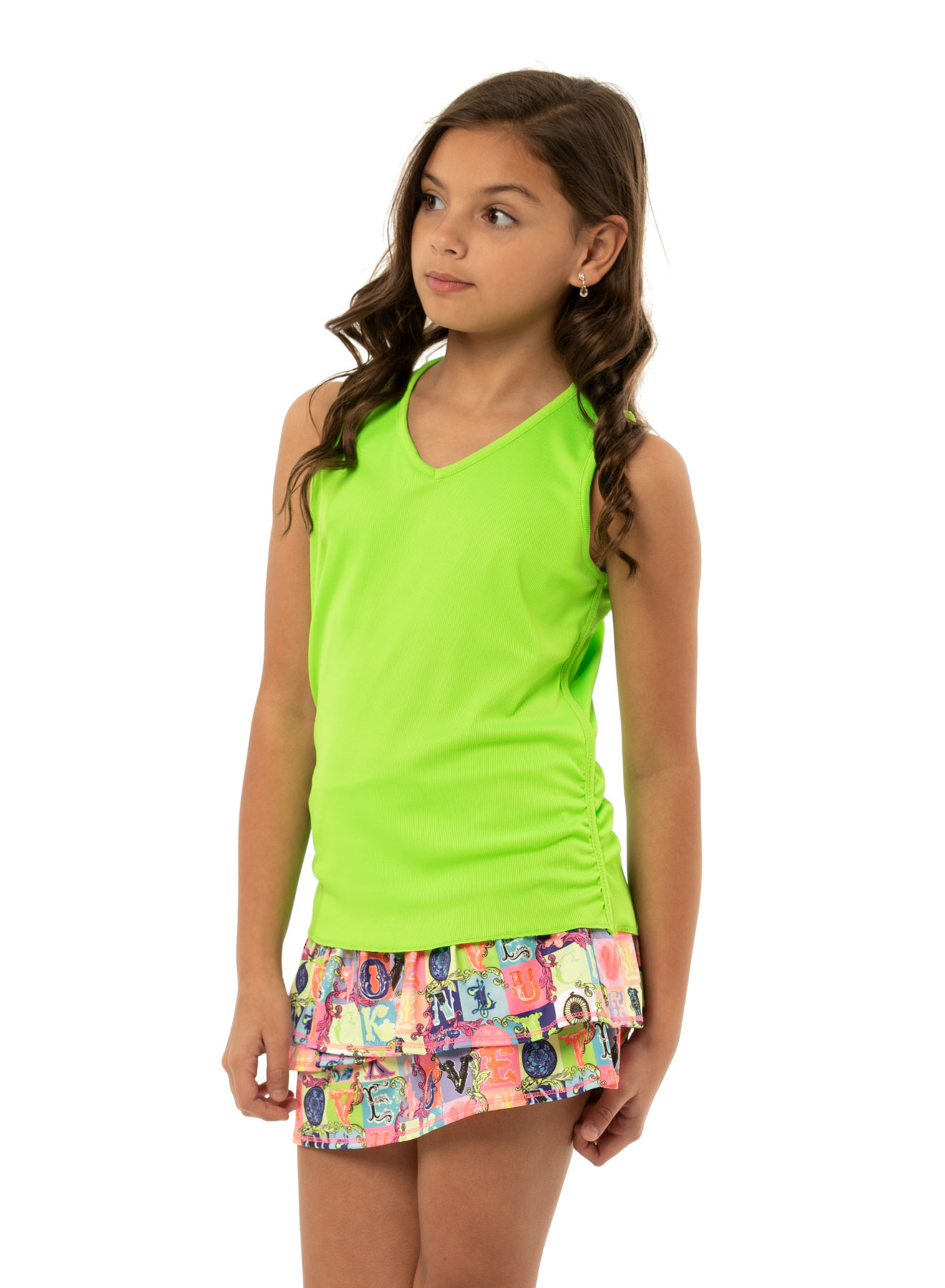 Lucky in Love Girls Rockin Rococo Lightweight Rib Tank - lime
