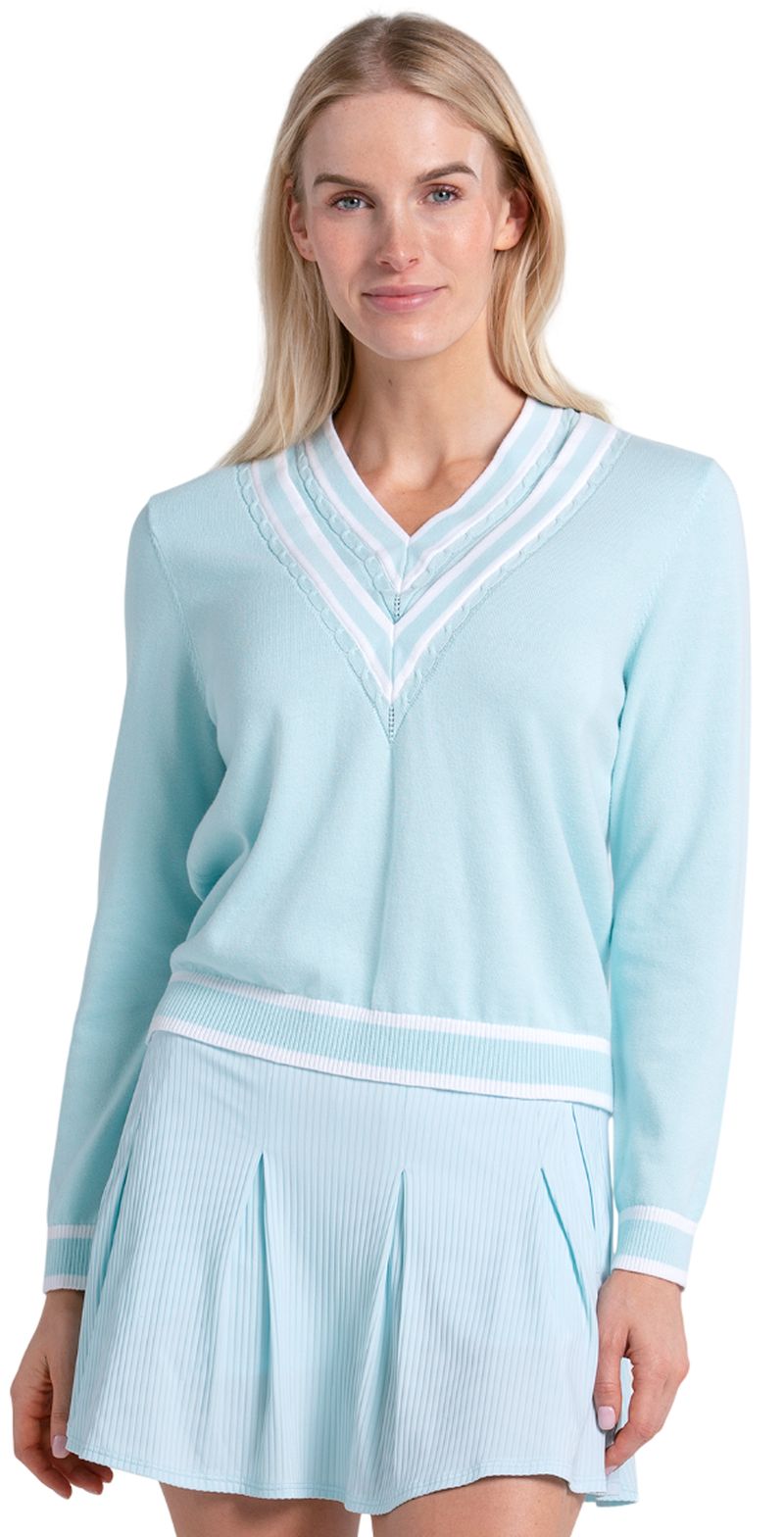 Lucky in Love Victory V-Neck Sweater - wave Lucky in Love Victory V-Neck Sweater - wave