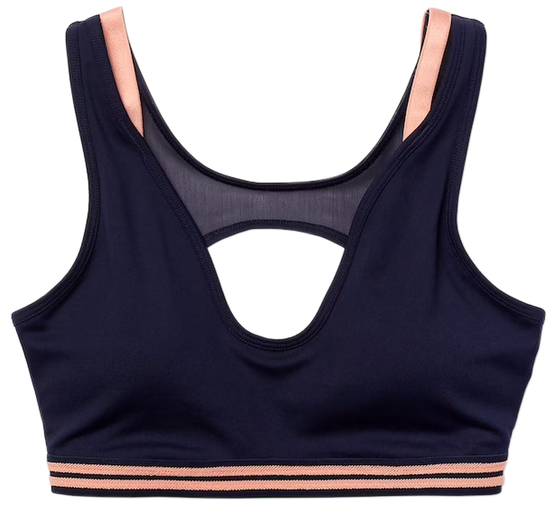 Lacoste Contrast Accents And Cut-Outs Sports Bra - navy blue/pink/navy blue