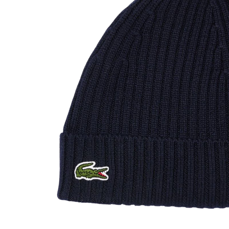 Czapka Lacoste Unisex Ribbed Wool Beanie - navy blue