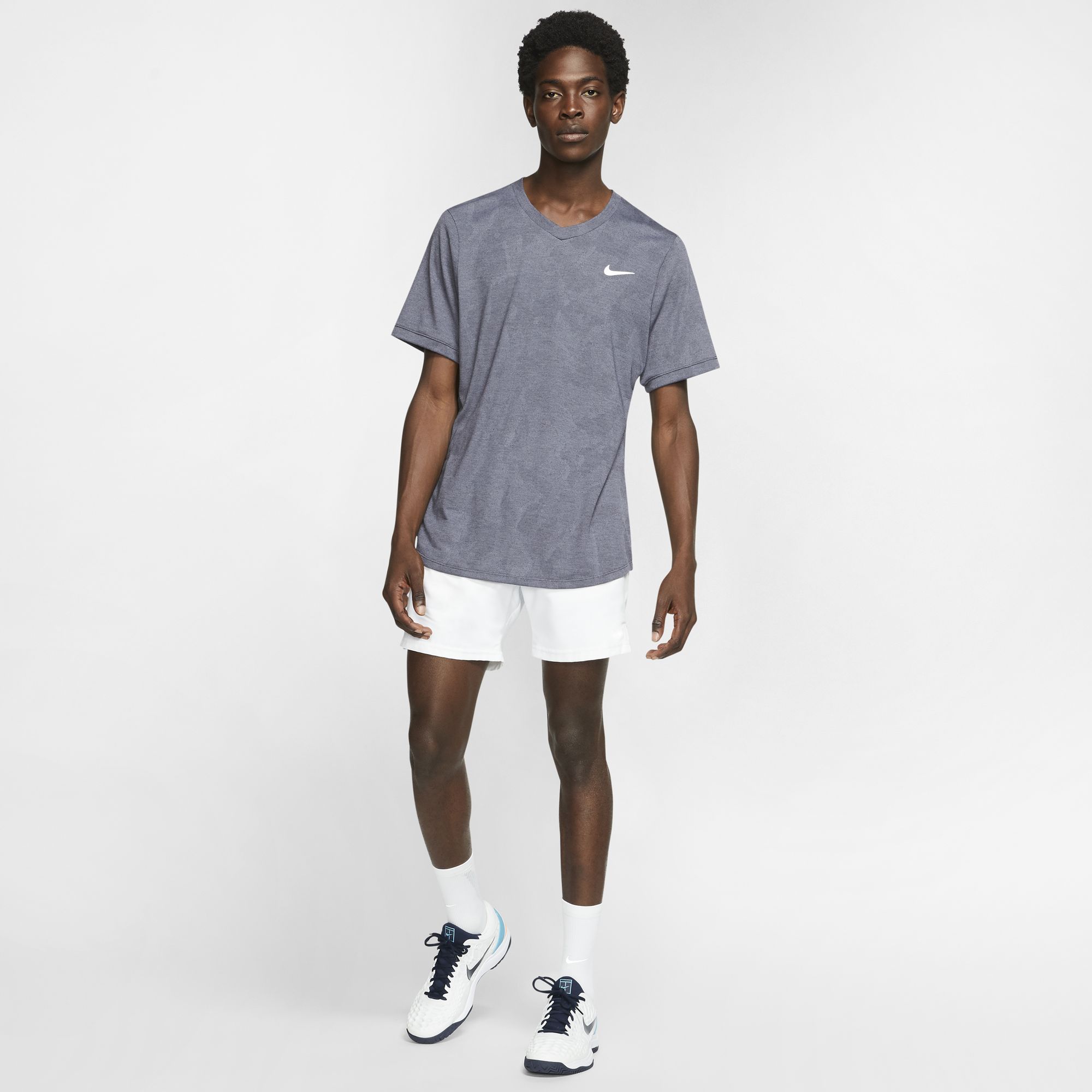 Nike Court Dry Challenger Top SS - gridiron/white